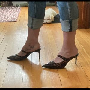 ZARA | black brown leopard slip on heel | size 8 (EU size 40) 3” heel